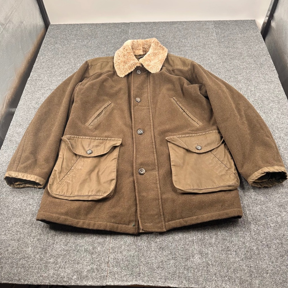 Vintage Le Collezioni Structure Wool Cashmere Coat L Shearling Collar Brown
